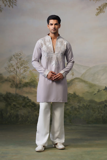 Hemal Lavender Bead Embroidered Kurta Set