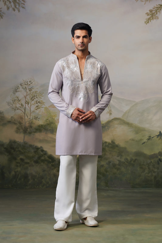 Hemal Lavender Bead Embroidered Kurta Set