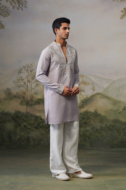 Hemal Lavender Bead Embroidered Kurta Set