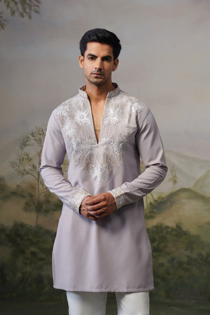 Hemal Lavender Bead Embroidered Kurta Set