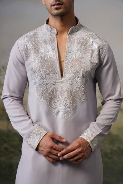 Hemal Lavender Bead Embroidered Kurta Set