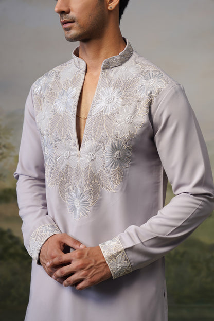 Hemal Lavender Bead Embroidered Kurta Set