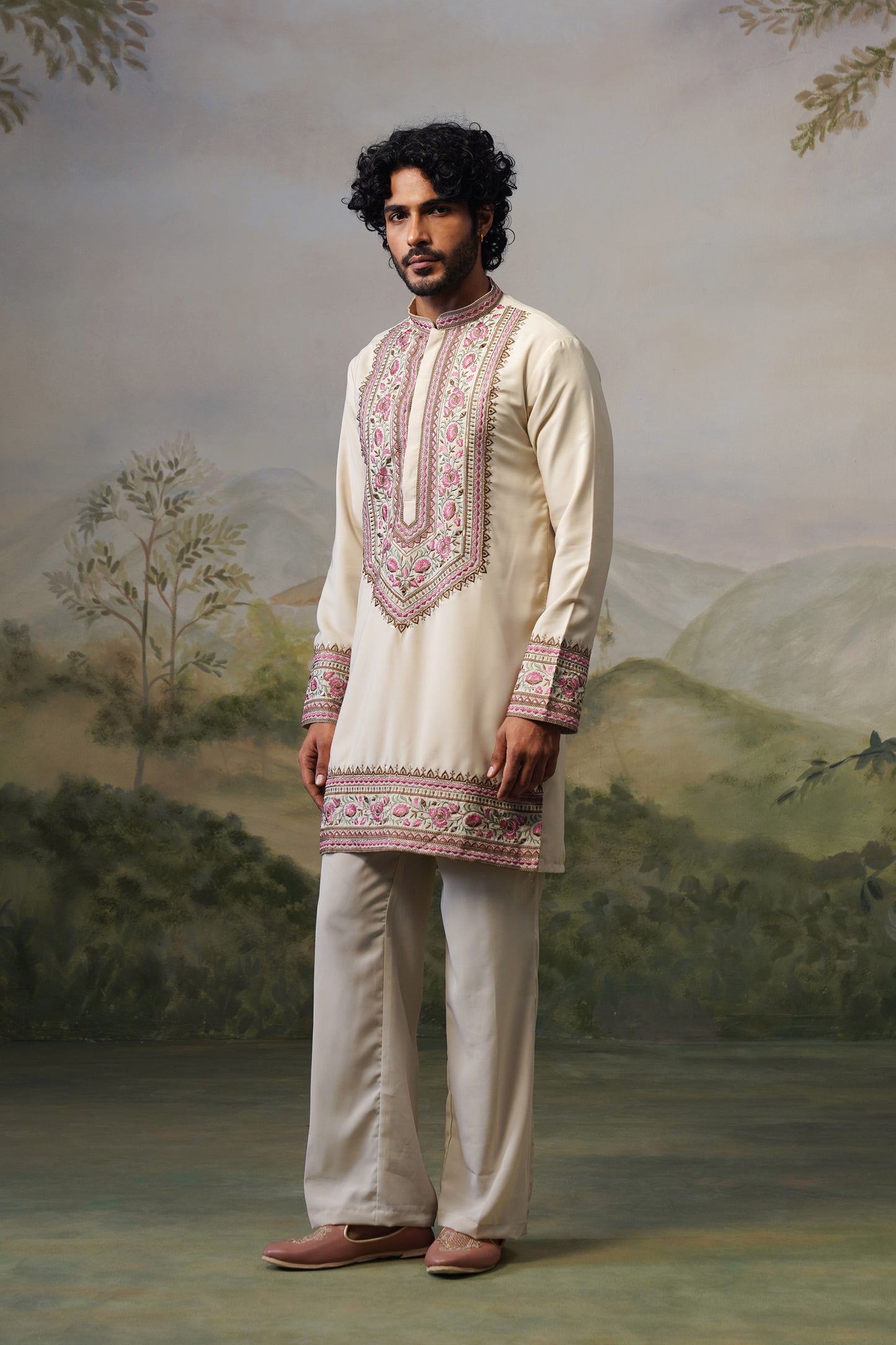Gulnar Ivory Cord Threadwork Kurta Set