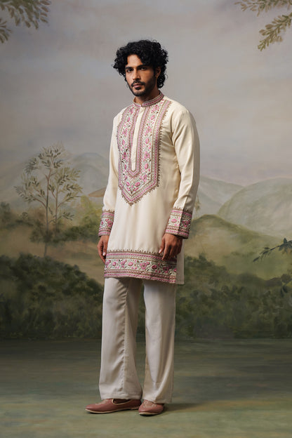 Gulnar Ivory Cord Threadwork Kurta Set