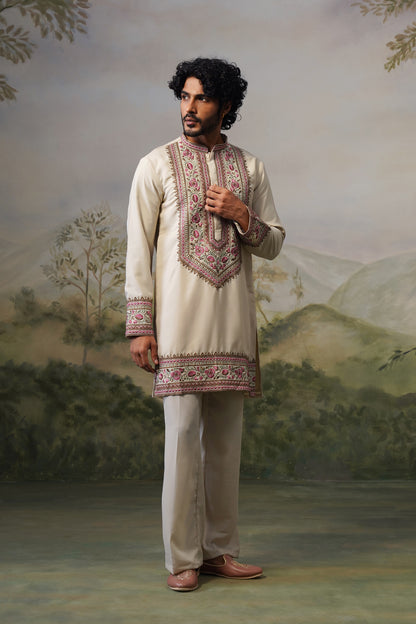 Gulnar Ivory Cord Threadwork Kurta Set