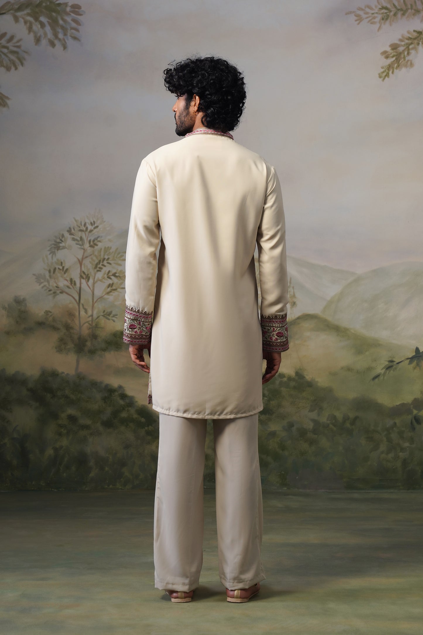 Gulnar Ivory Cord Threadwork Kurta Set