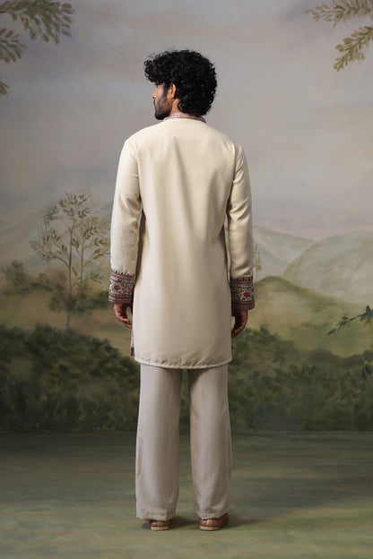 Gulnar Ivory Cord Threadwork Kurta Set