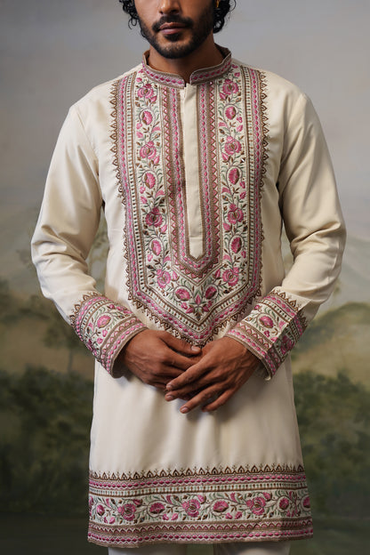 Gulnar Ivory Cord Threadwork Kurta Set
