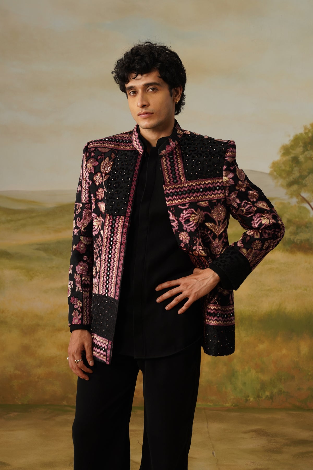 Rangmahal Black Brasso Handwork Jodhpuri Set