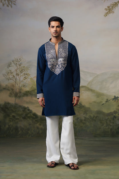 Gajraj Navy Bead Embroidered Kurta Set