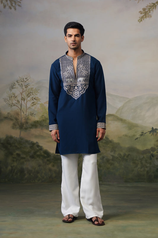 Gajraj Navy Bead Embroidered Kurta Set