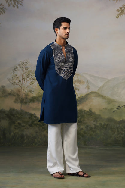 Gajraj Navy Bead Embroidered Kurta Set