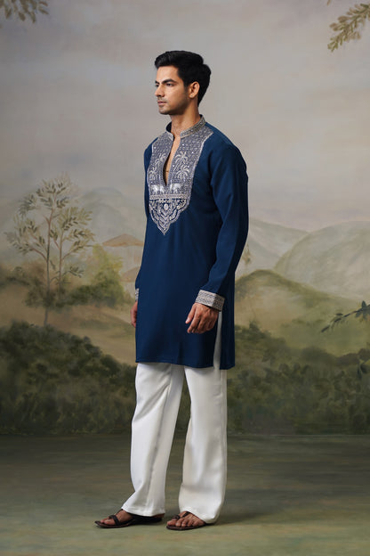 Gajraj Navy Bead Embroidered Kurta Set