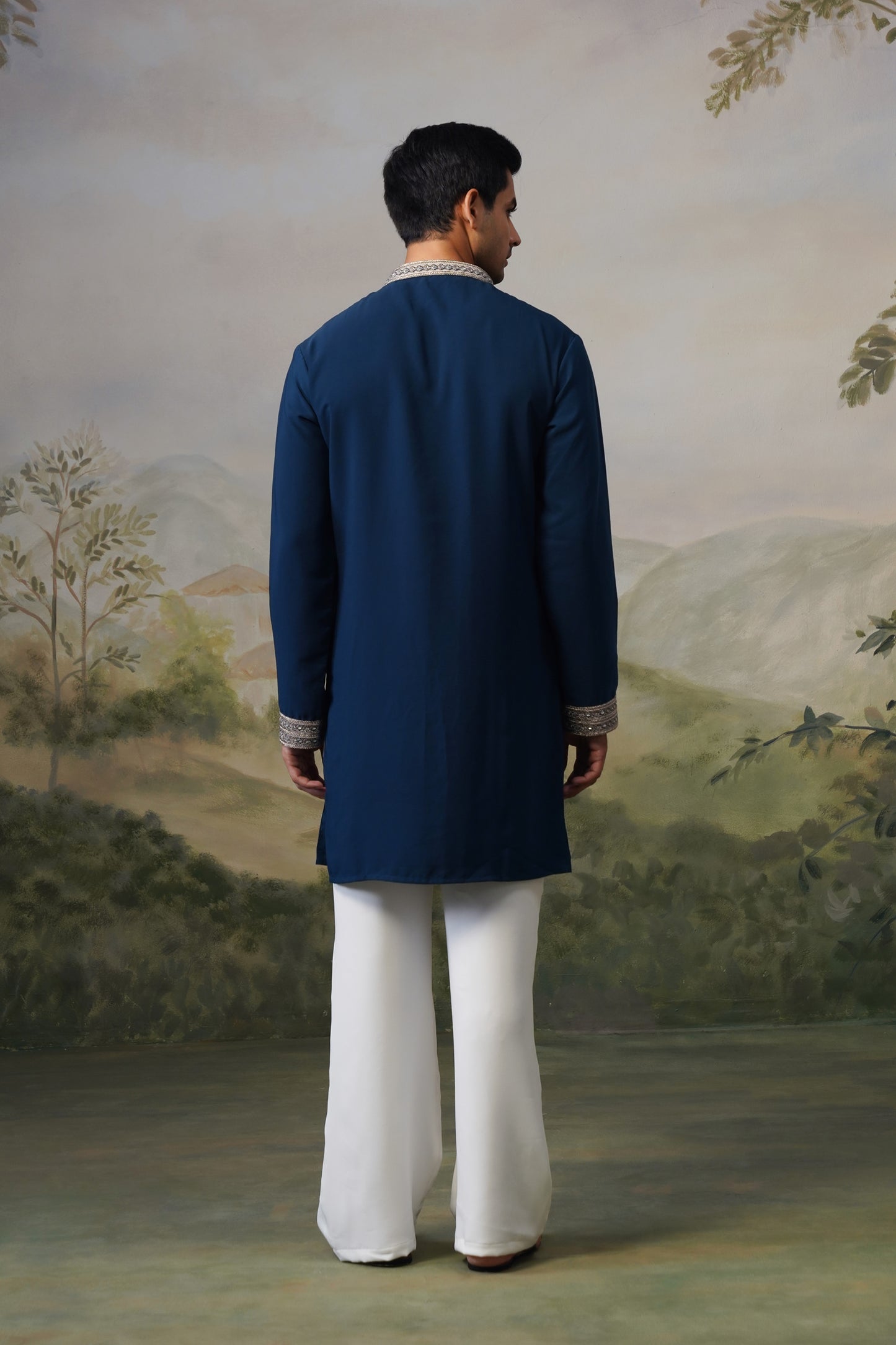 Gajraj Navy Bead Embroidered Kurta Set
