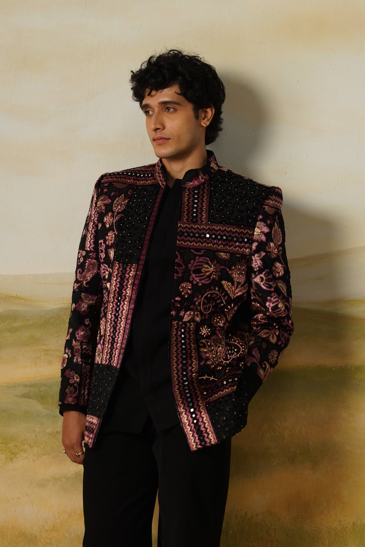 Rangmahal Black Brasso Handwork Jodhpuri Set