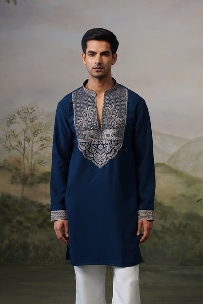 Gajraj Navy Bead Embroidered Kurta Set
