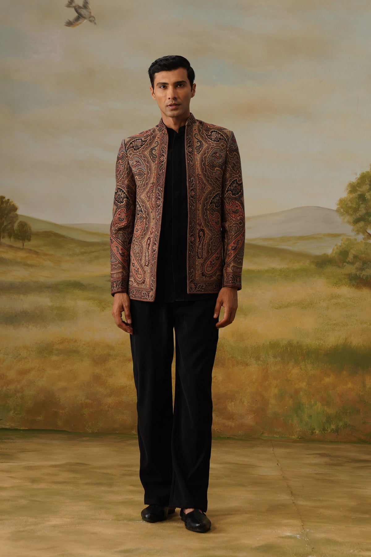 Chinar Rust Pashmina Jacquard Jodhpuri Set