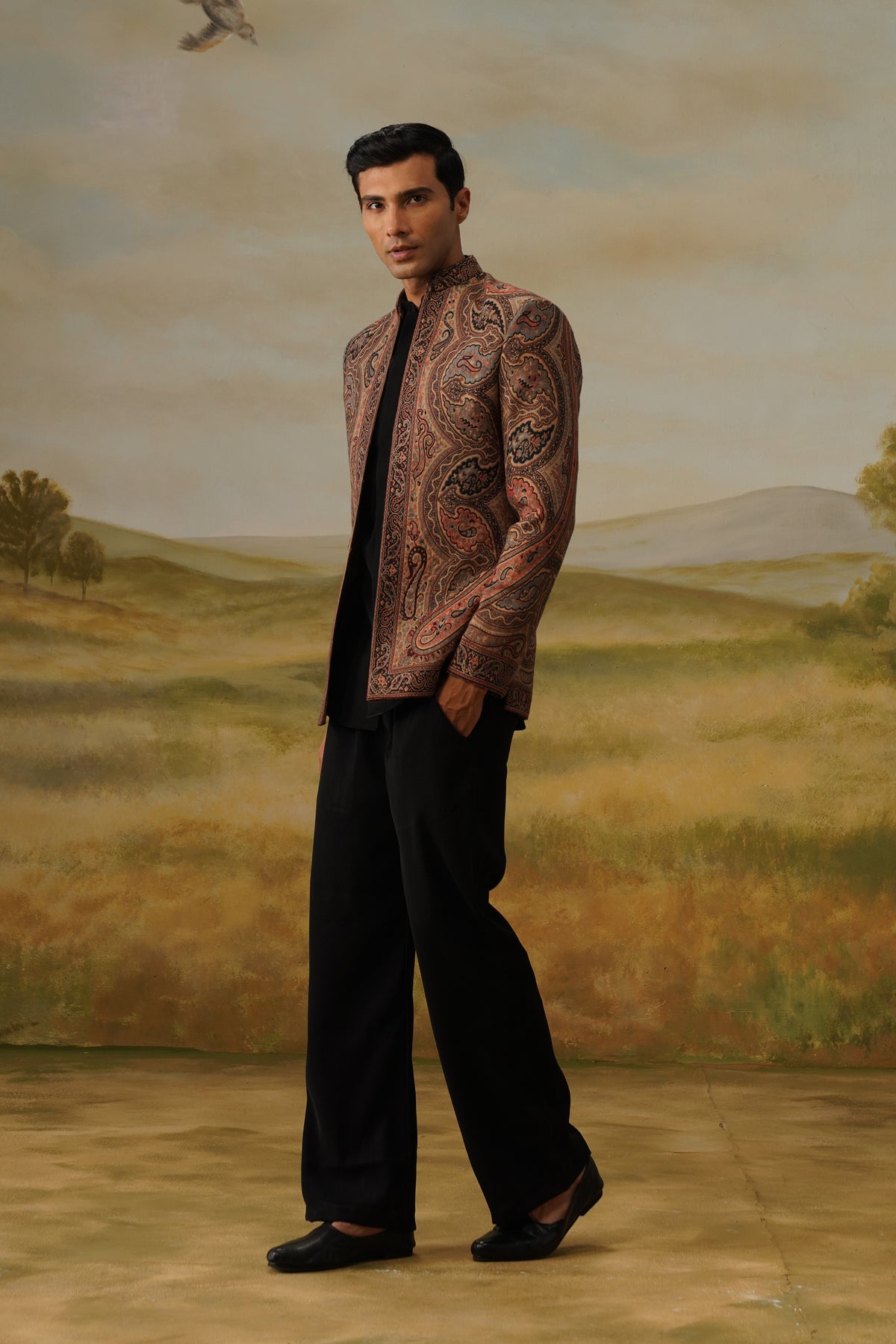 Chinar Rust Pashmina Jacquard Jodhpuri Set