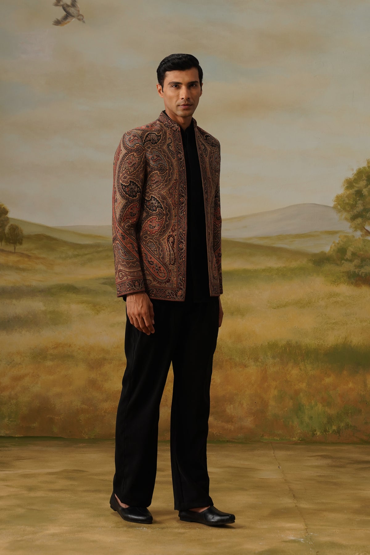 Chinar Rust Pashmina Jacquard Jodhpuri Set