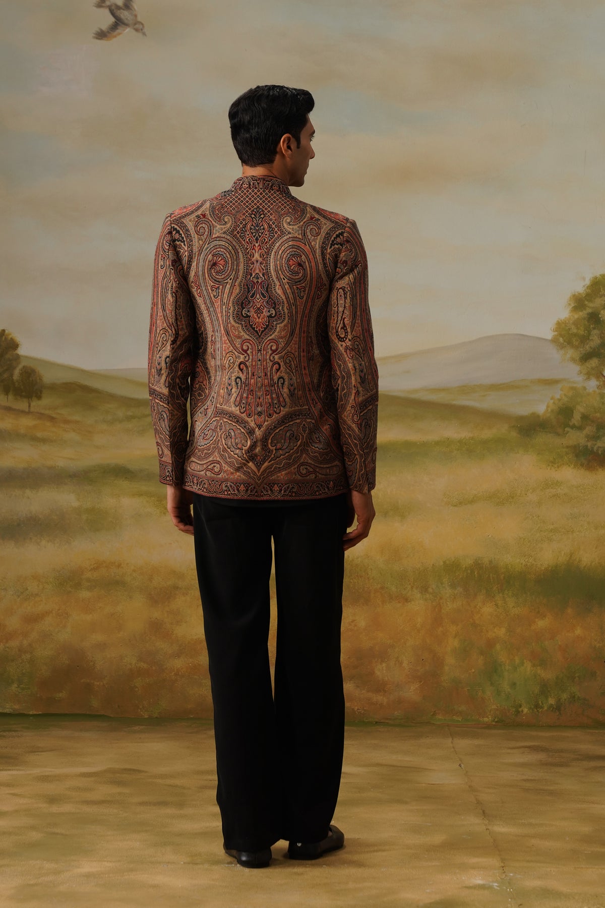 Chinar Rust Pashmina Jacquard Jodhpuri Set