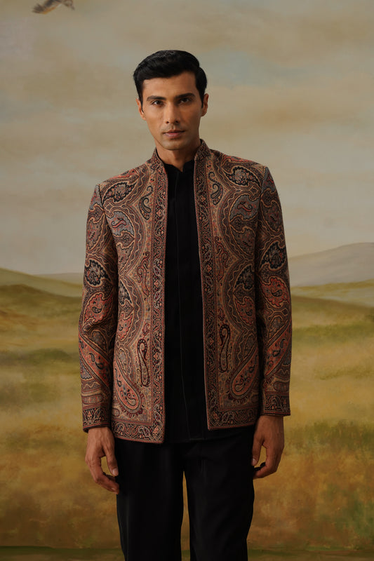 Chinar Rust Pashmina Jacquard Jodhpuri Set