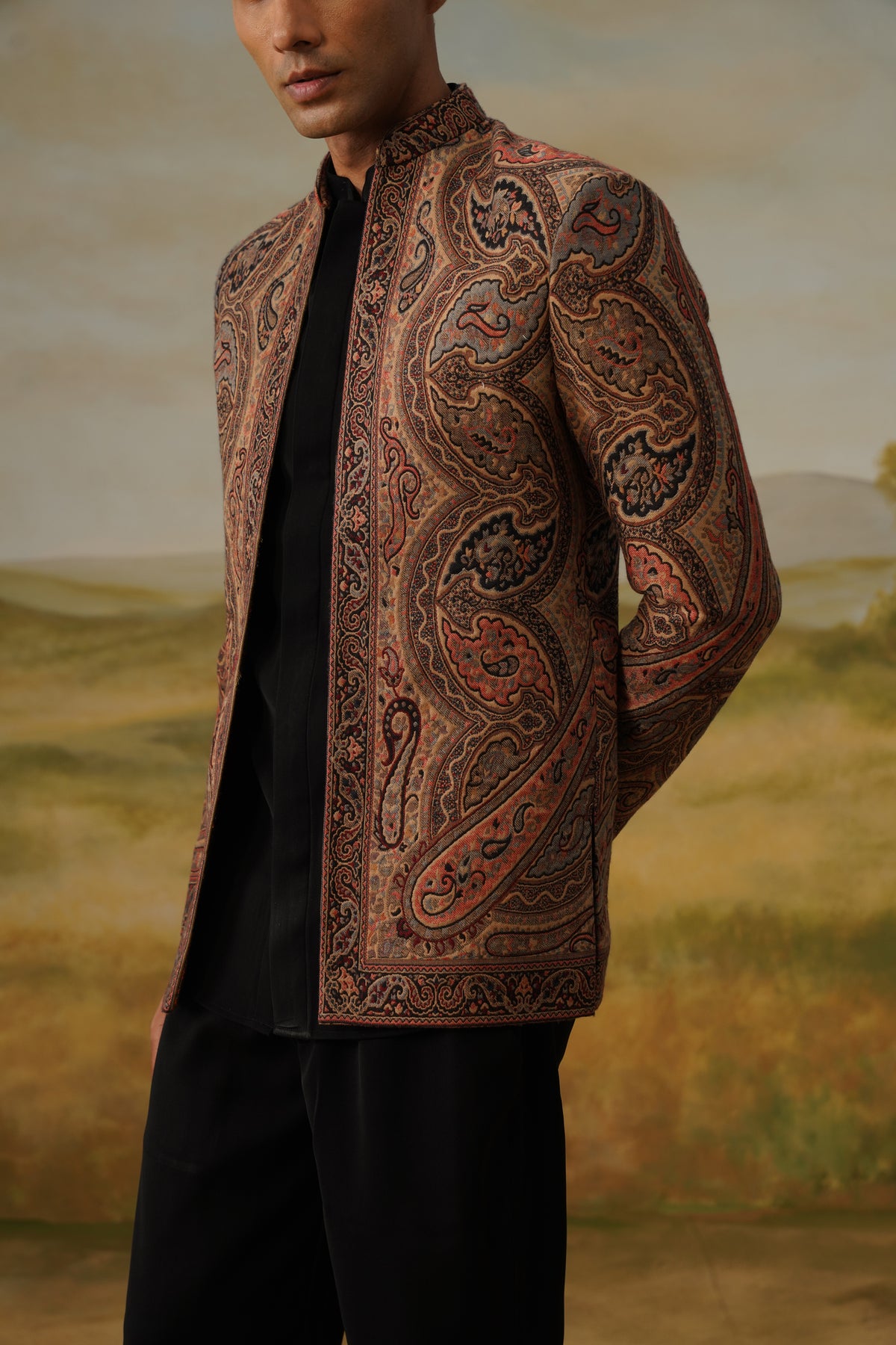 Chinar Rust Pashmina Jacquard Jodhpuri Set