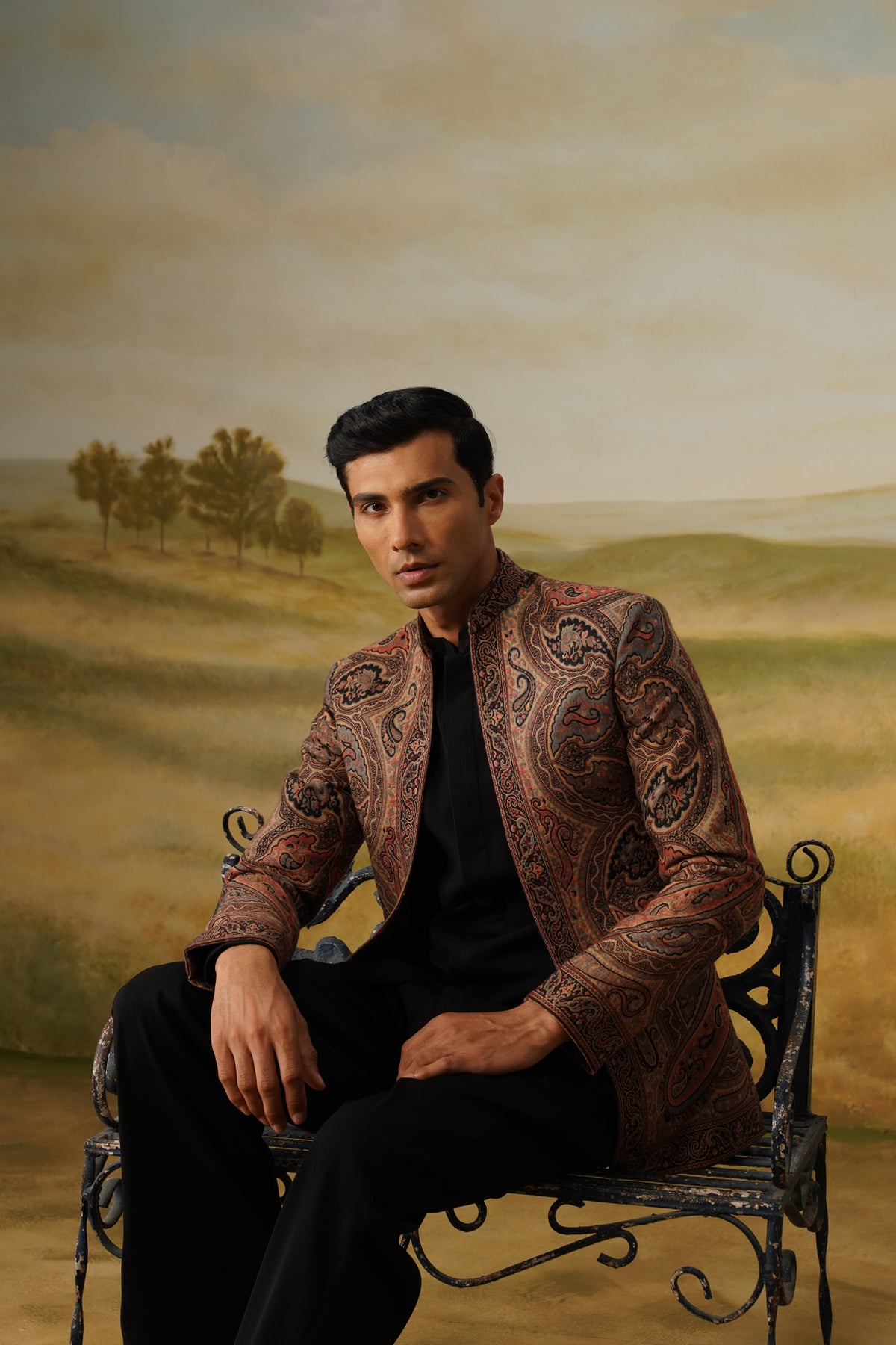 Chinar Rust Pashmina Jacquard Jodhpuri Set