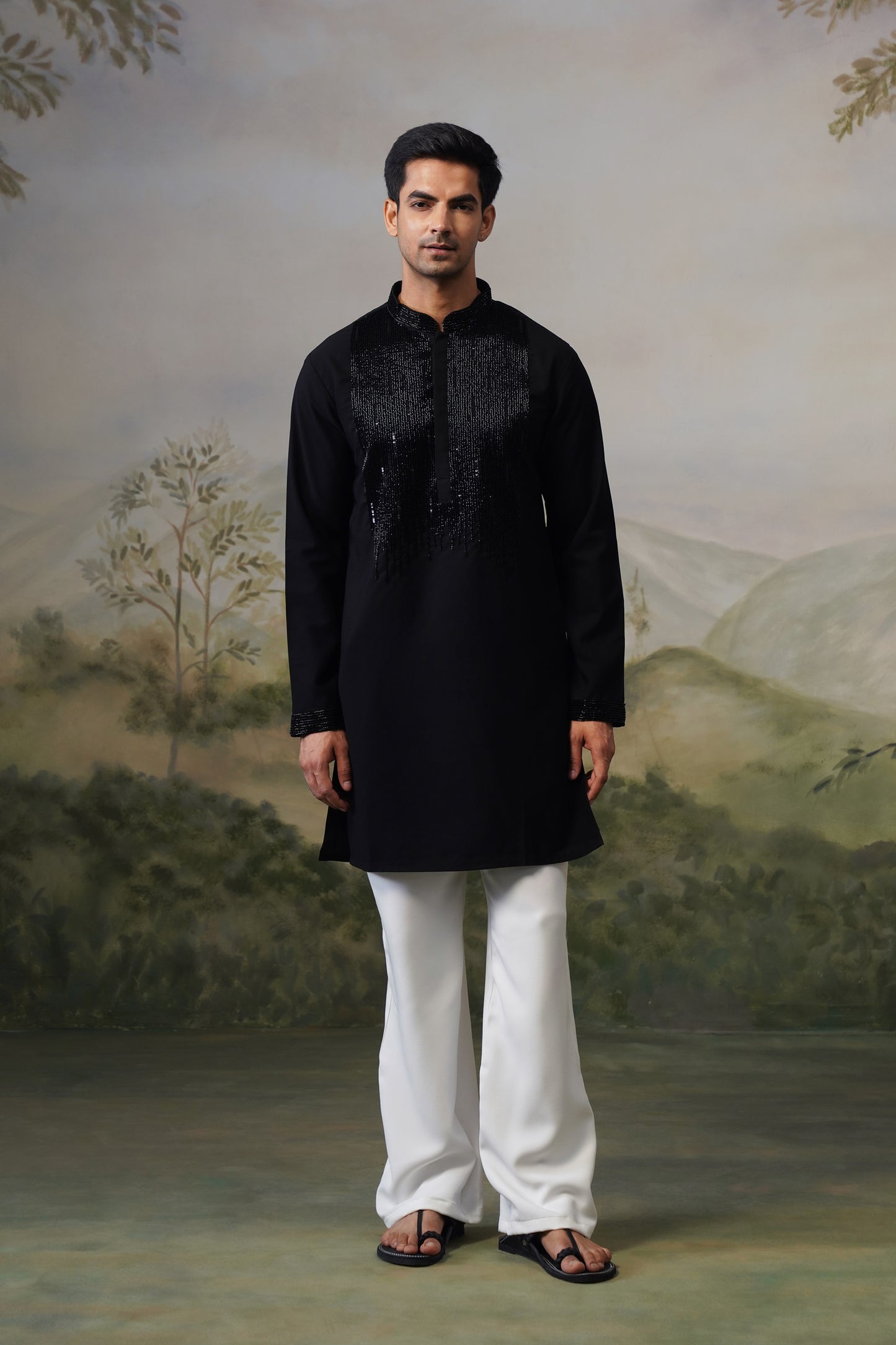 Bijli Black Bead Embroidered Kurta Set