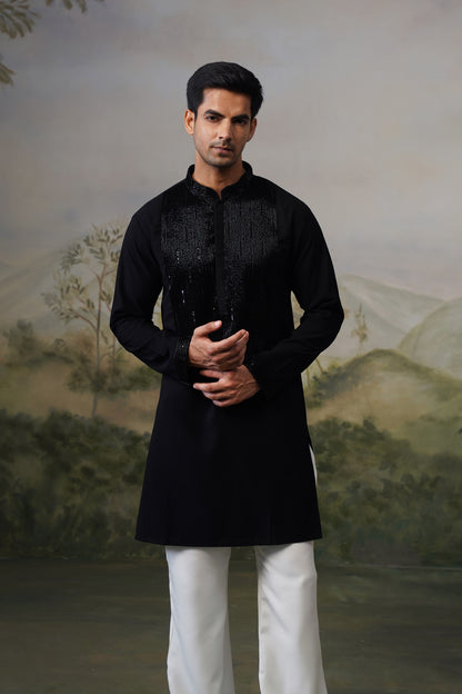 Bijli Black Bead Embroidered Kurta Set