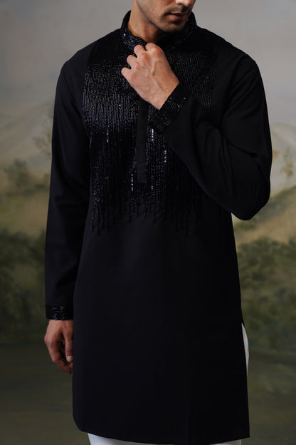 Bijli Black Bead Embroidered Kurta Set