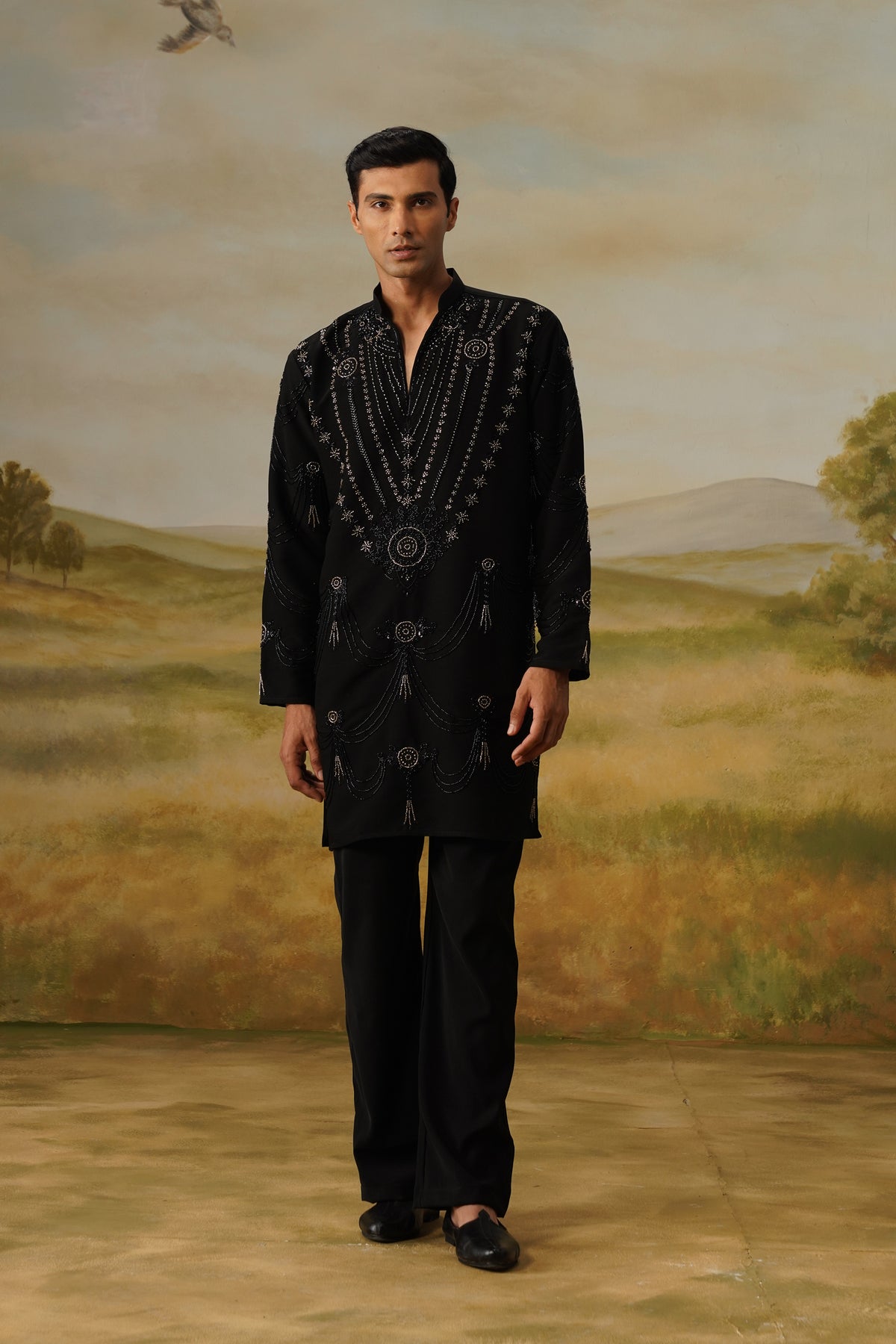 Jhoomar Black Cutdana Beadwork Kurta Set