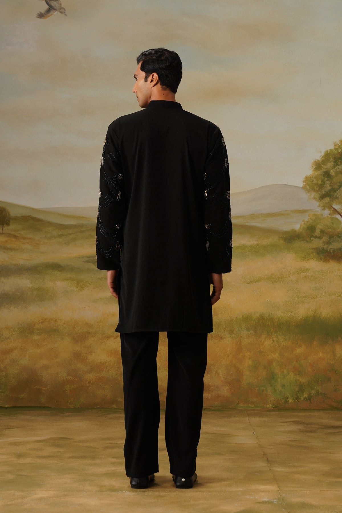 Jhoomar Black Cutdana Beadwork Kurta Set