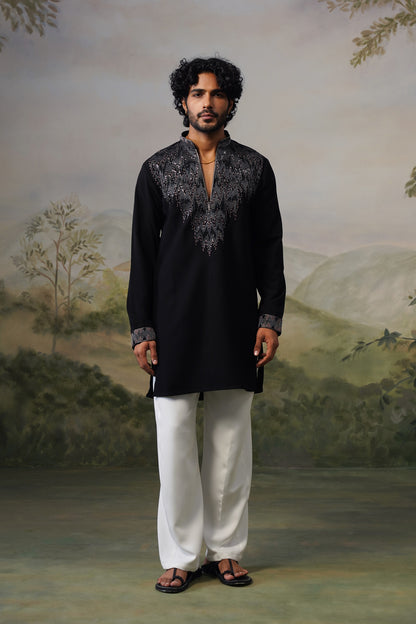 Bijli Black Bead Embroidered Kurta Set
