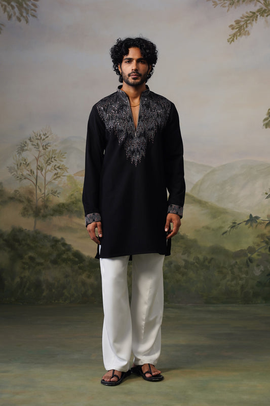 Bijli Black Bead Embroidered Kurta Set