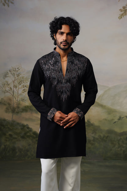 Bijli Black Bead Embroidered Kurta Set