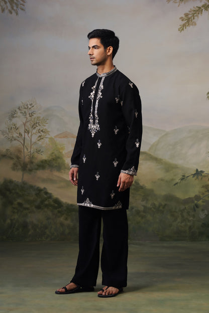 Rehmat Black Threadwork Kurta Set With Dupatta