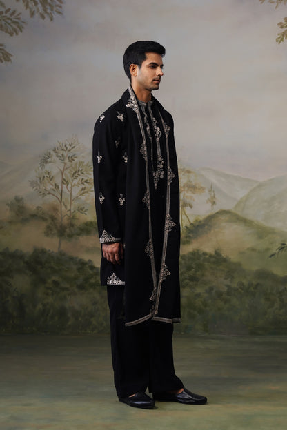 Rehmat Black Threadwork Kurta Set With Dupatta