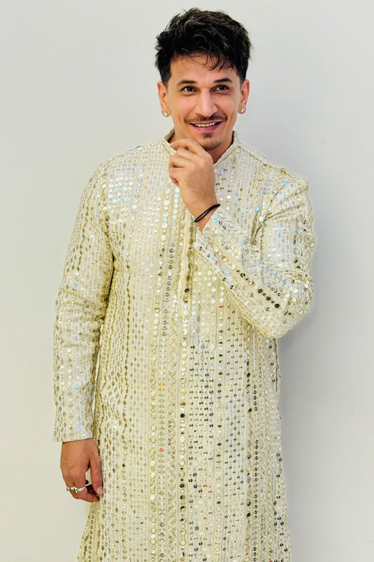 Prince Narula in Sitaara Mirror Sequin Embroidery Kurta Patiyala Set