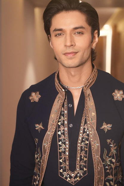 Sidharth Gupta in Neel Rutva Embroidered Kurta Jacket Set