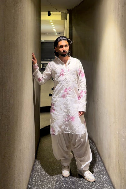 Orry in Spring Ivory Organza Kurta Set