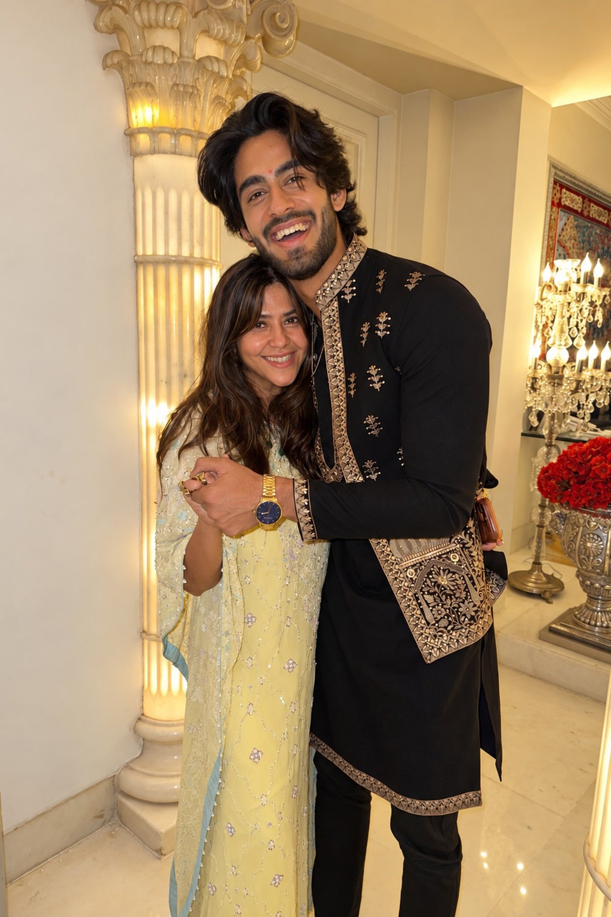 Rishabh Jaiswal in Noir Dome Embroidery Kurta Jacket Set