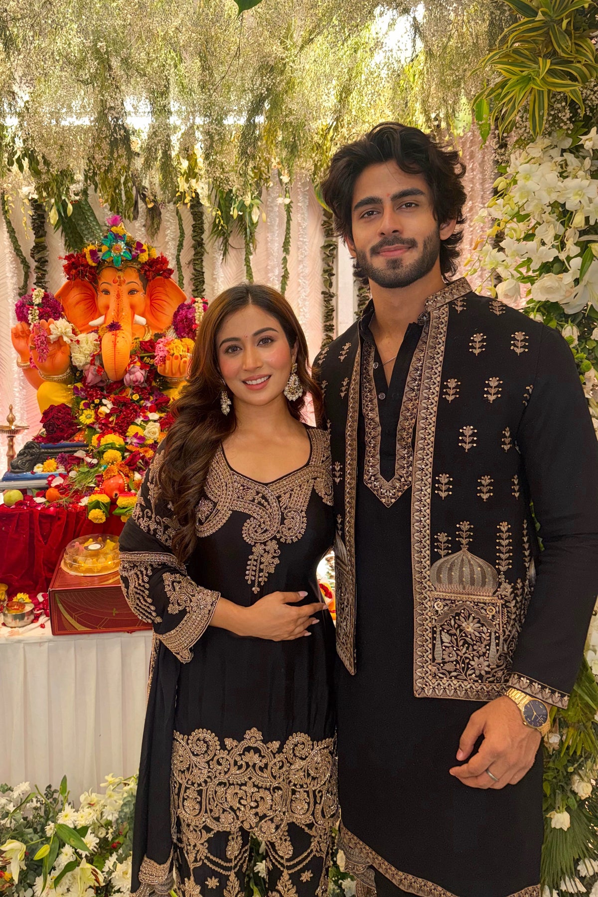 Rishabh Jaiswal in Noir Dome Embroidery Kurta Jacket Set